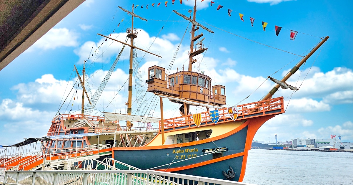 大阪景點》聖瑪麗亞號帆船型觀光船～乘船悠遊大阪灣，大阪周遊卡免費景點 @兔兒毛毛姊妹花
