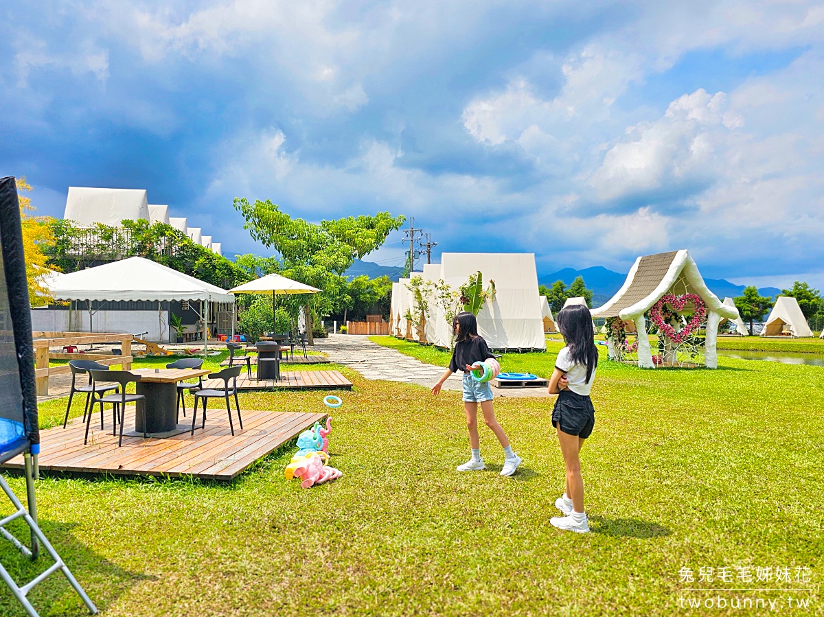 宜蘭景點「稻庄親子休閒農場」三星最美農場咖啡廳～餵動物、手搖船、開拖拉機，網美帳篷下午茶 @兔兒毛毛姊妹花