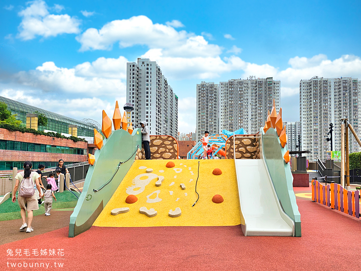 沙田恐龍公園｜香港免費恐龍主題遊戲場，26公尺大暴龍溜滑梯設施嗨翻天啦 @兔兒毛毛姊妹花