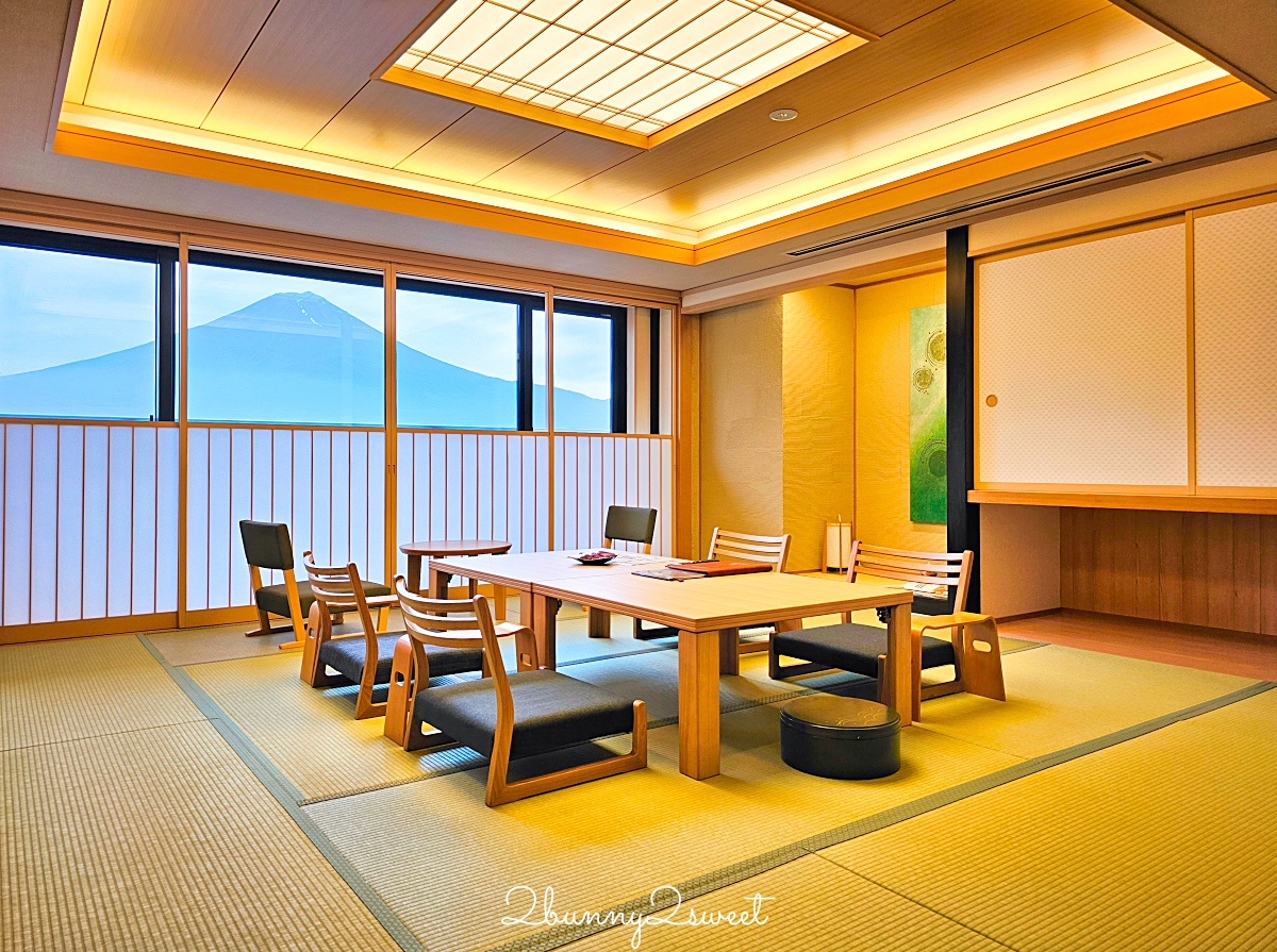 富士河口湖溫泉湖南莊飯店｜房間就能邊泡溫泉邊看富士山，房內享用會席料理晚餐太享受 @兔兒毛毛姊妹花
