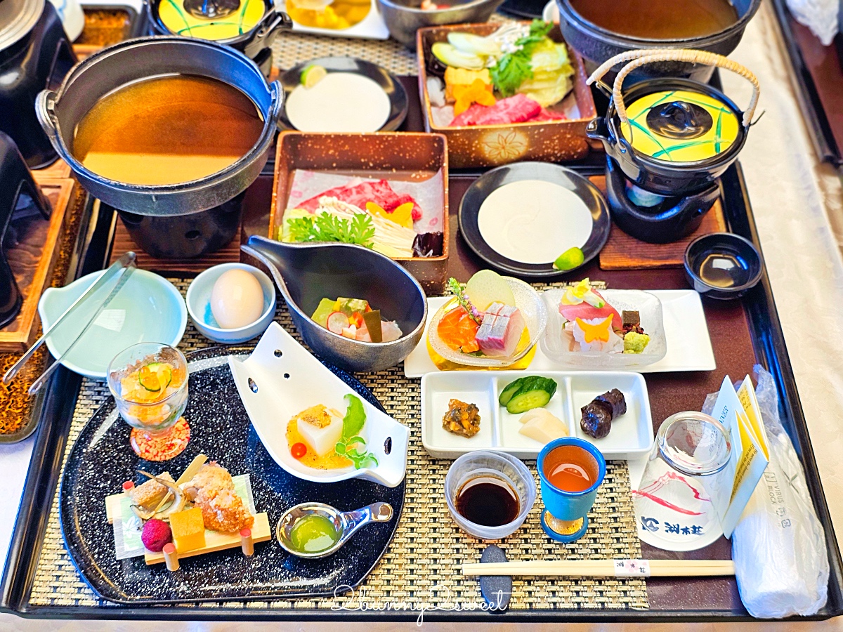 富士河口湖溫泉湖南莊飯店｜房間就能邊泡溫泉邊看富士山，房內享用會席料理晚餐太享受 @兔兒毛毛姊妹花