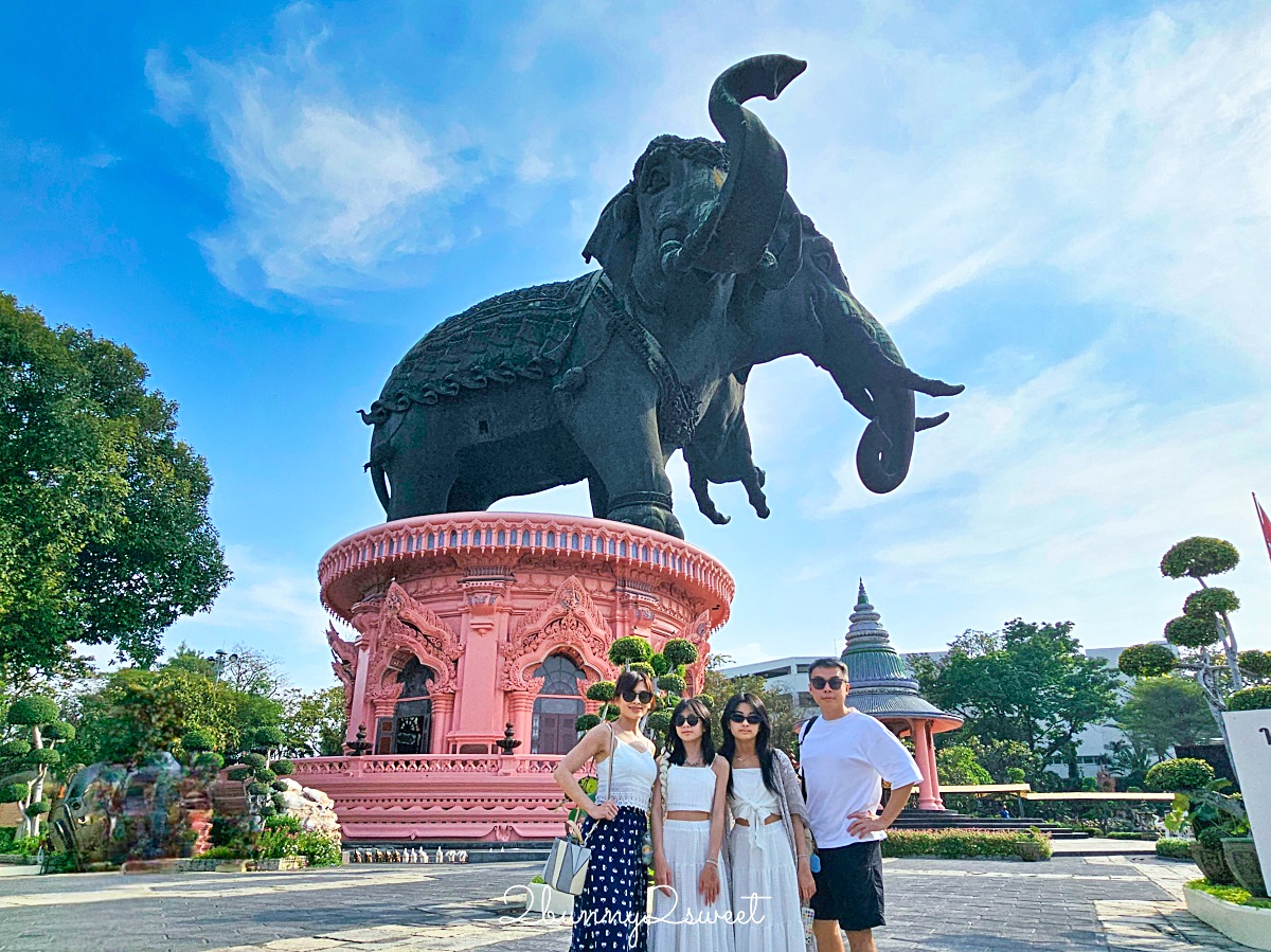 曼谷景點「三頭象神博物館 Erawan Museum」夢幻好拍粉紅寺廟，拍泰服網美照熱門景點 @兔兒毛毛姊妹花