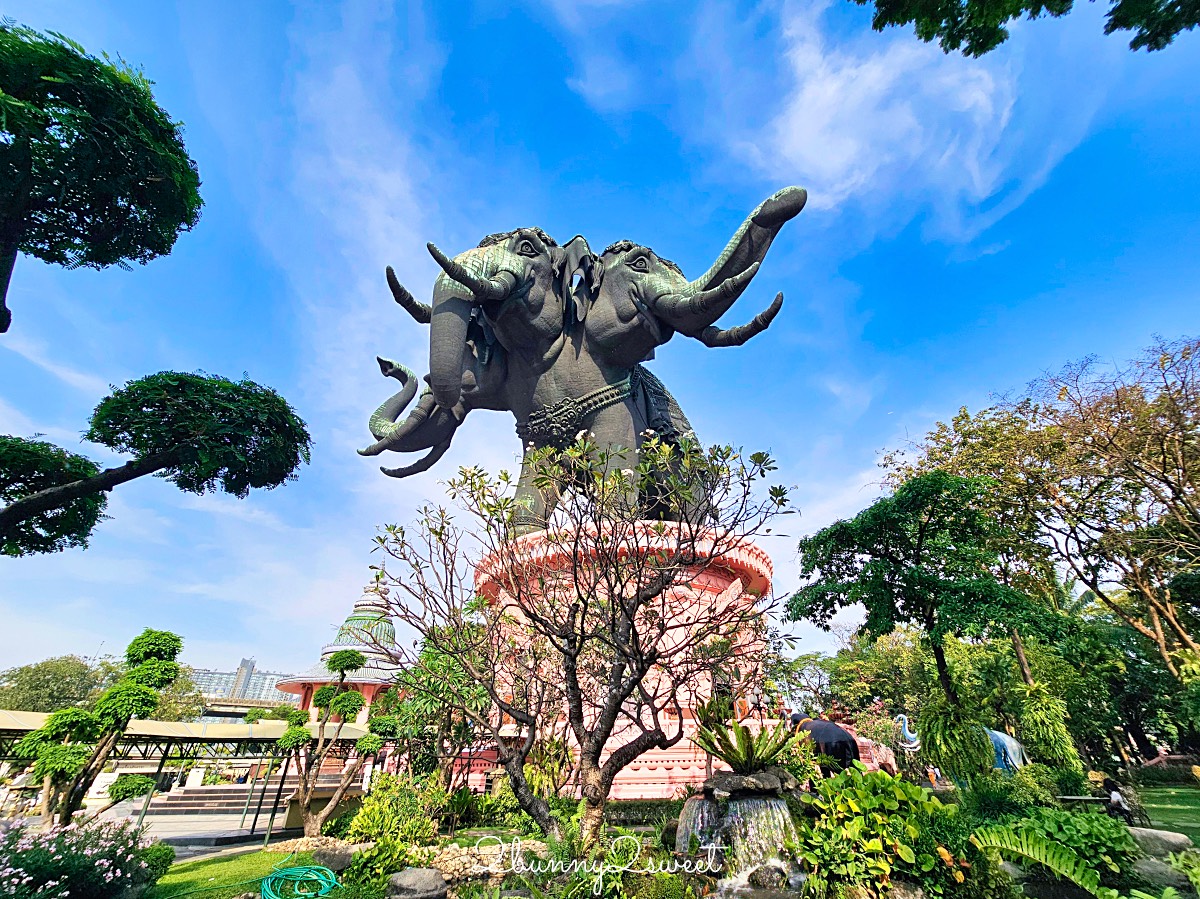 曼谷景點「三頭象神博物館 Erawan Museum」夢幻好拍粉紅寺廟，拍泰服網美照熱門景點 @兔兒毛毛姊妹花