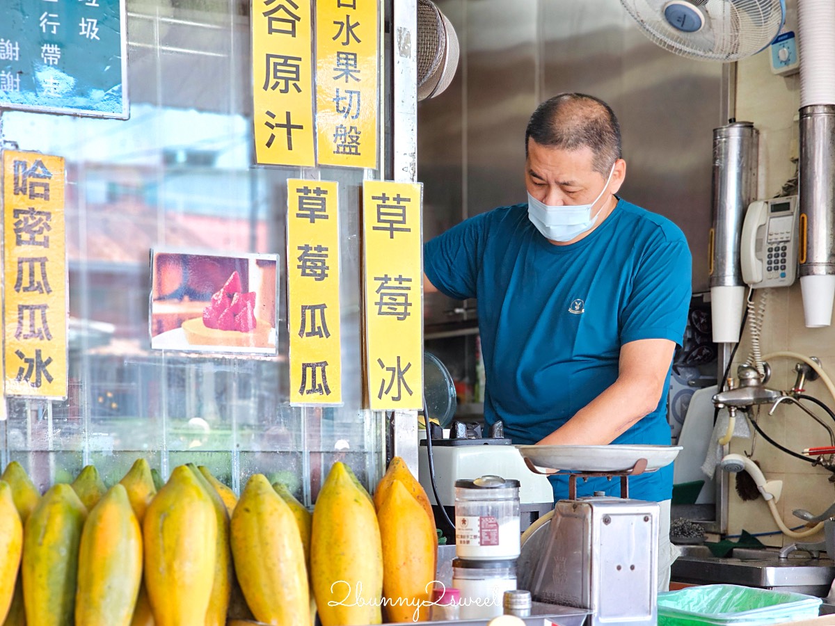 台南景點「泰成水果店」正興街老字號冰店，直接用哈密瓜當碗的浮誇冰品超吸睛 @兔兒毛毛姊妹花