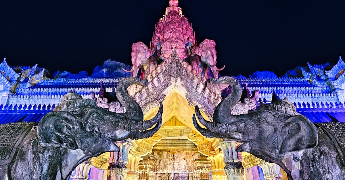 普吉島景點推薦｜Phuket FantaSea 普吉幻多奇：看秀吃Buffet、拍泰服、抱老虎的夜間樂園 @兔兒毛毛姊妹花