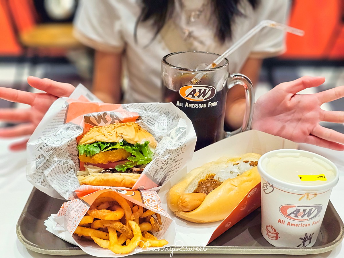 沖繩美食推薦｜A&#038;W漢堡：沖繩限定速食品牌，人氣NO.1漢堡、螺旋薯條、沙士必點 @兔兒毛毛姊妹花