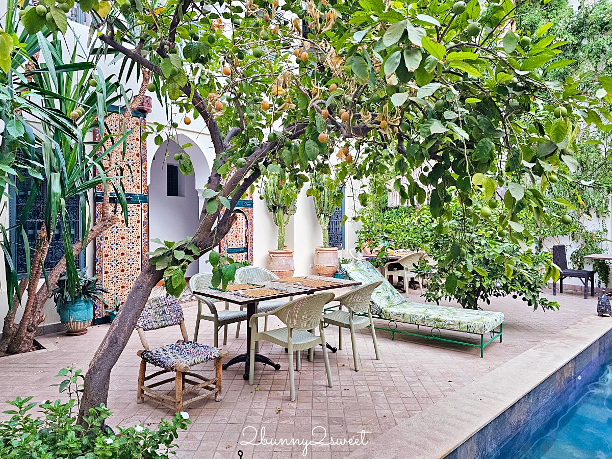 摩洛哥【Riad Les Remparts de La Kasbah】馬拉喀什老城區絕美花園傳統庭院旅館開箱 @兔兒毛毛姊妹花