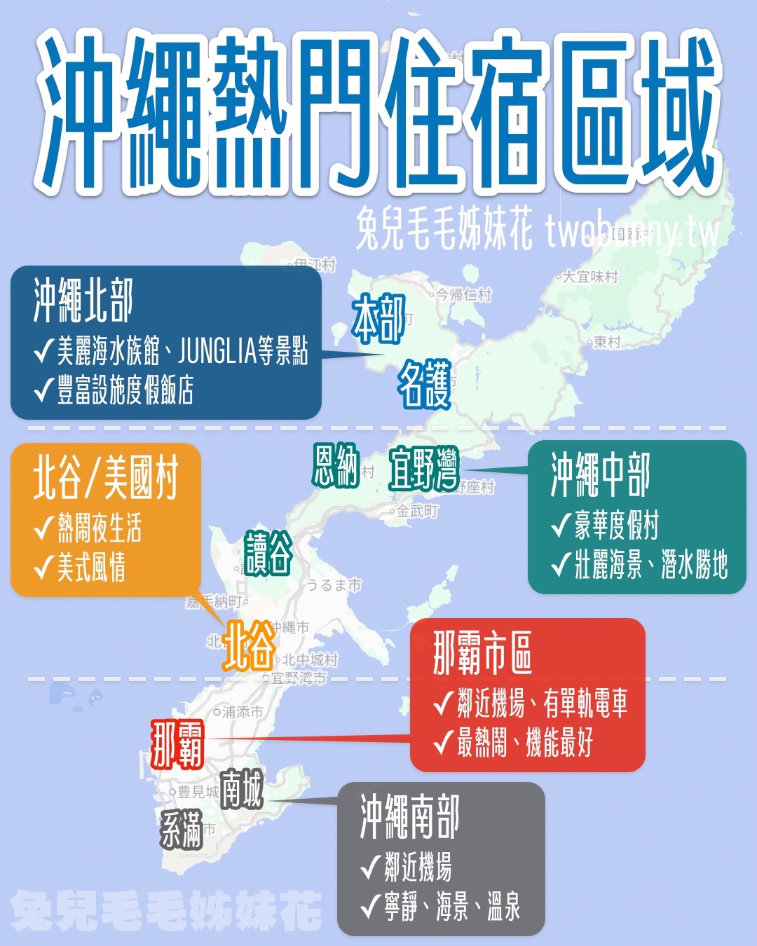 【沖繩住宿攻略】北、中、南熱門住宿區域分析＋實住飯店推薦 @兔兒毛毛姊妹花