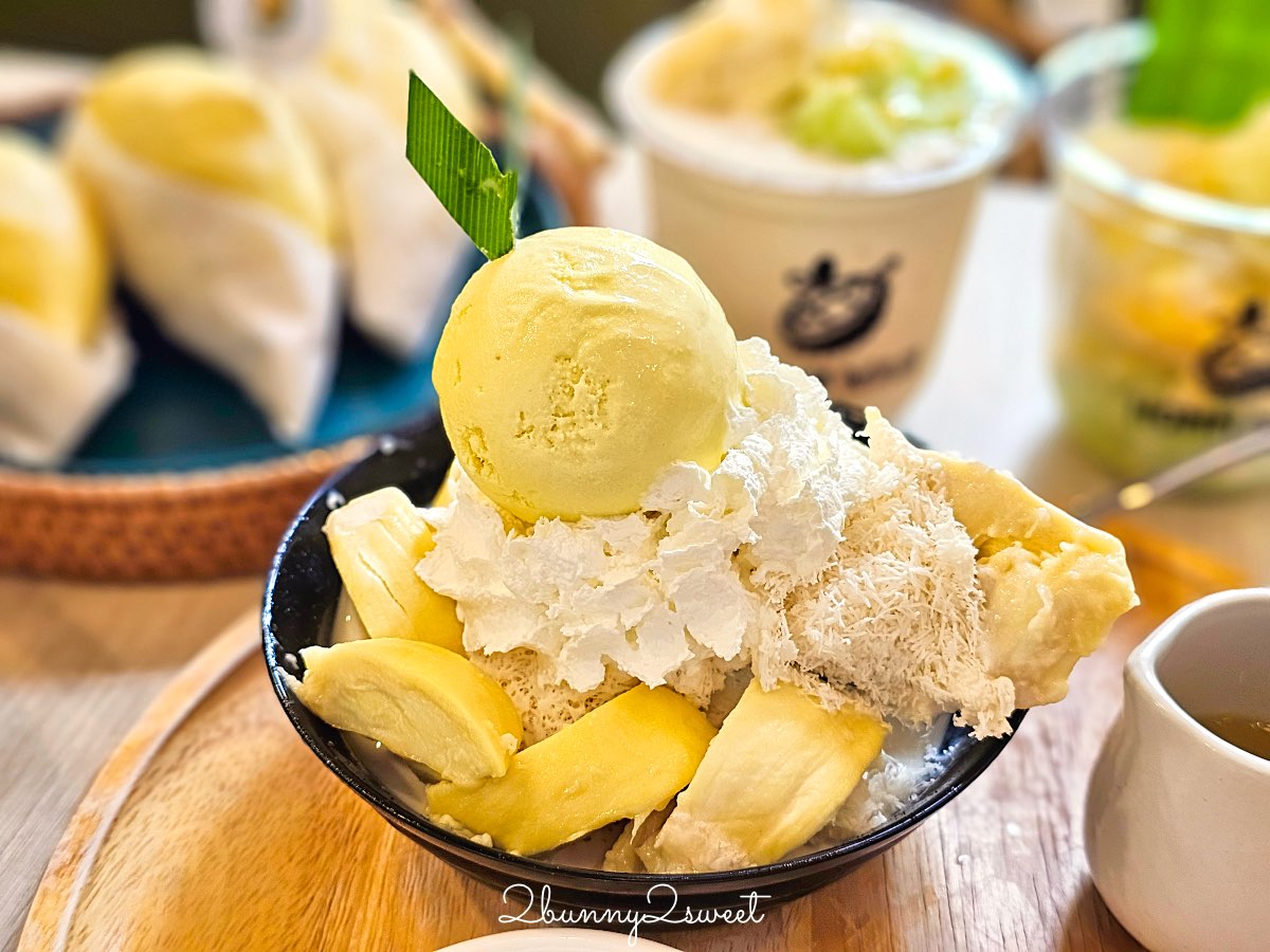 清邁美食【Homm Wan Durian Cafe】尼曼一號最夯榴槤甜品店！榴槤控必吃刨冰、榴槤糯米飯 @兔兒毛毛姊妹花