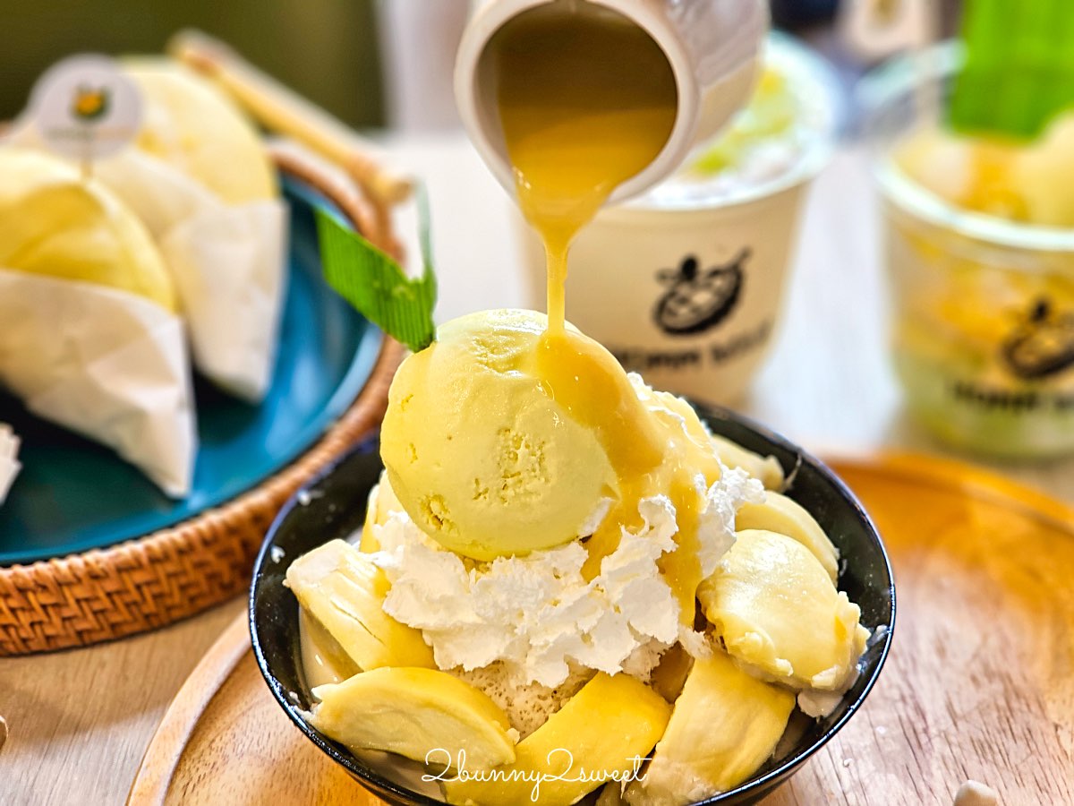 清邁美食【Homm Wan Durian Cafe】尼曼一號最夯榴槤甜品店！榴槤控必吃刨冰、榴槤糯米飯 @兔兒毛毛姊妹花