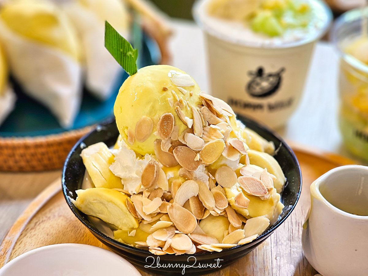 清邁美食【Homm Wan Durian Cafe】尼曼一號最夯榴槤甜品店！榴槤控必吃刨冰、榴槤糯米飯 @兔兒毛毛姊妹花
