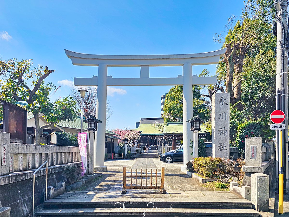 【新宿下落合冰川神社】東京河津櫻景點推薦，不輸櫻神宮的隱藏版秘境櫻花神社 @兔兒毛毛姊妹花