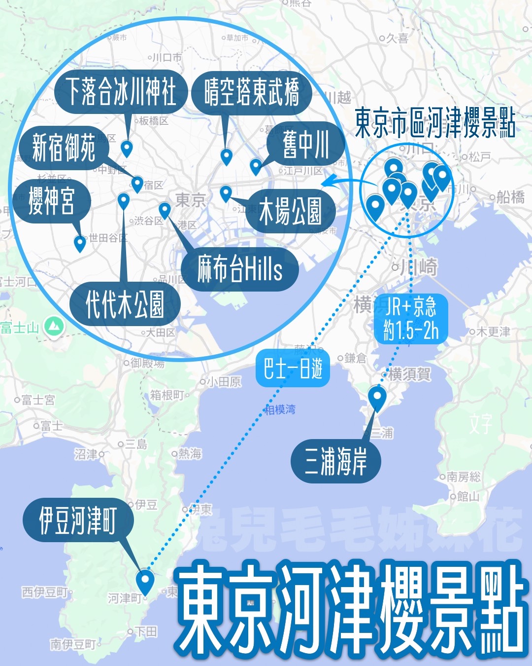 【東京河津櫻懶人包】2月東京賞櫻必去10大景點推薦(市區＋近郊)，最早滿開粉紅櫻花地圖攻略 @兔兒毛毛姊妹花
