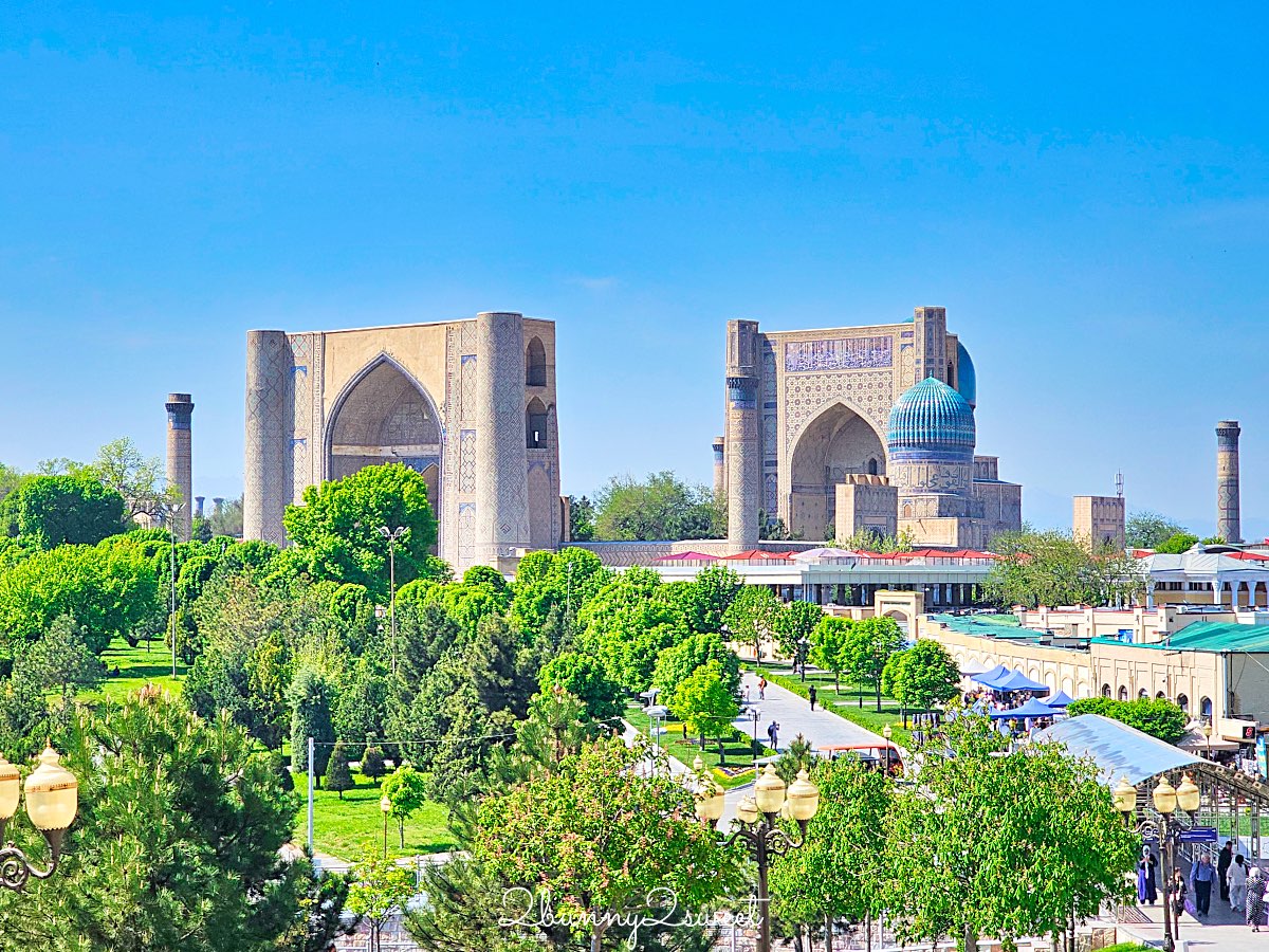 【哈茲拉希茲爾清真寺 Hazrat Khizr Mosque】撒馬爾罕拍比比哈藍清真寺最佳視角，首任總統陵寢也在這 @兔兒毛毛姊妹花