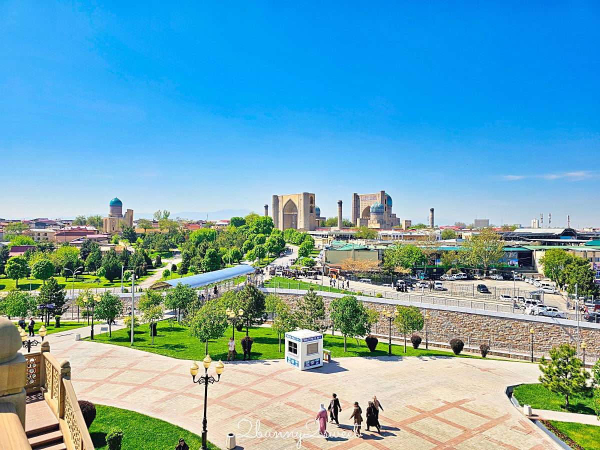 【哈茲拉希茲爾清真寺 Hazrat Khizr Mosque】撒馬爾罕拍比比哈藍清真寺最佳視角，首任總統陵寢也在這 @兔兒毛毛姊妹花