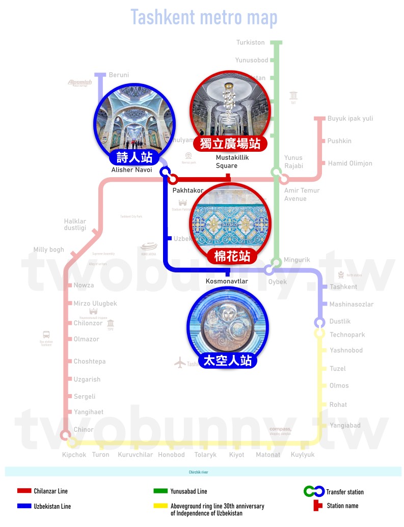 烏茲別克【塔什干地鐵攻略】四大必訪車站、拍照路線、票價交通整理 @兔兒毛毛姊妹花