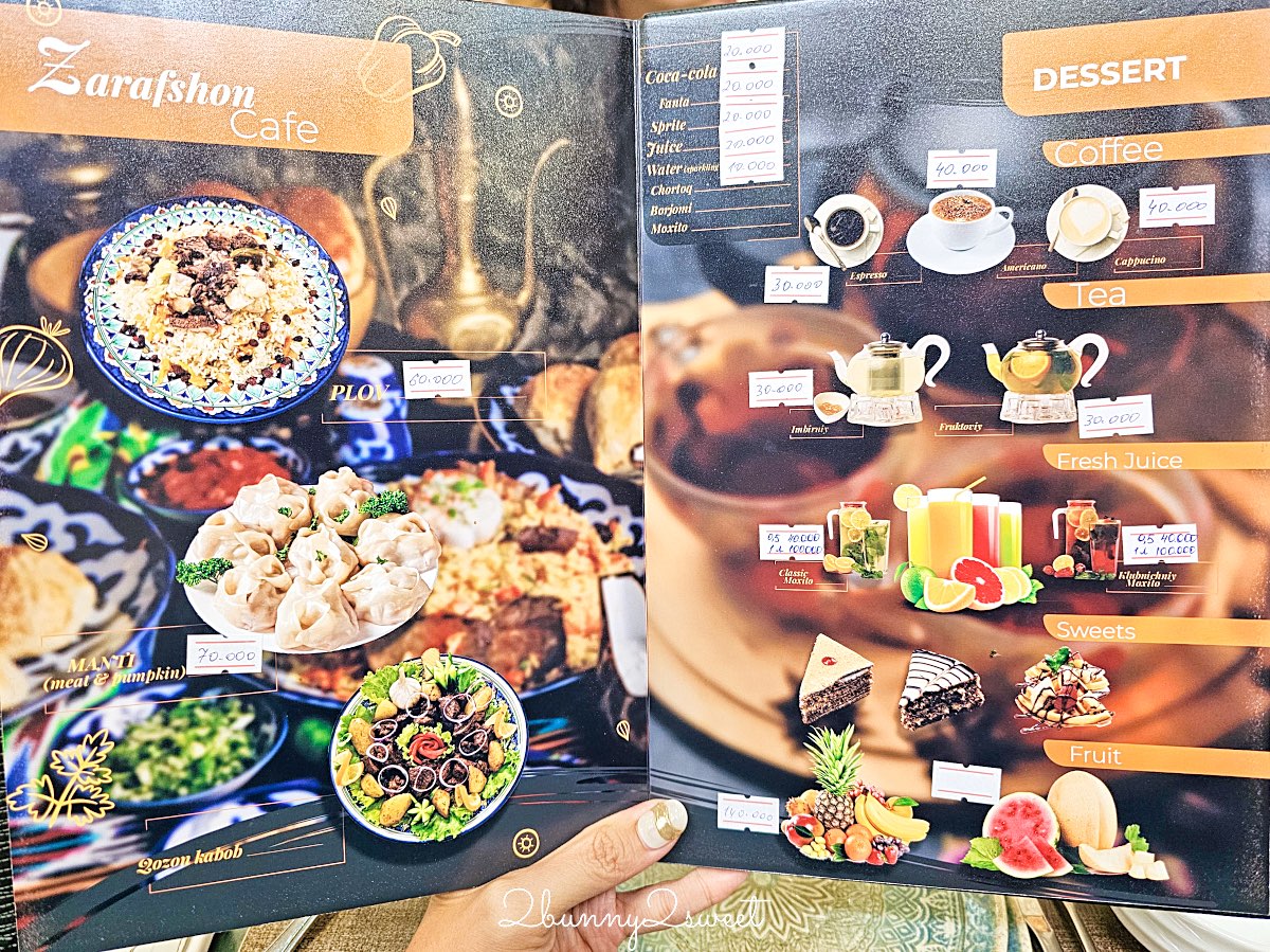 【Cafe Zarafshon】希瓦古城伊斯蘭霍賈宣禮塔旁絕美餐廳，必點希瓦特色餃子 @兔兒毛毛姊妹花