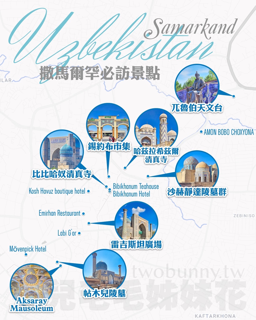 【撒馬爾罕旅遊攻略】烏茲別克絲路必去！帖木兒帝國傳奇景點、美食、飯店懶人包 @兔兒毛毛姊妹花